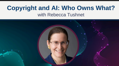 VPAL Signature Event flyer with a headshot of Rebecca Tushnet