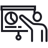 icon of a person pointing to a pie chart