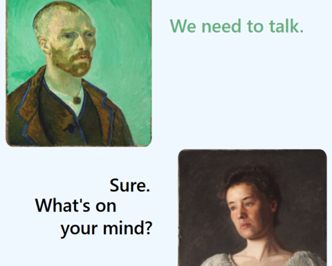 Oil painting of a man and woman.