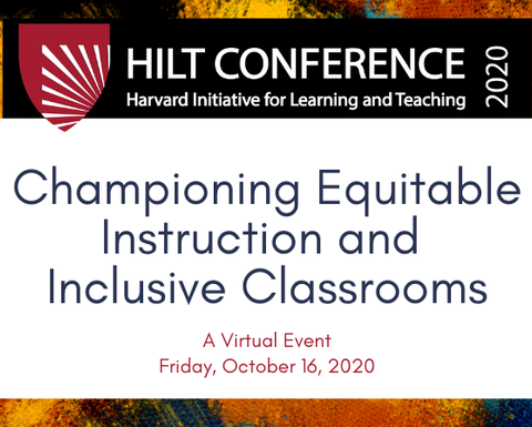 Decorative promotional image for HILT’s October 16, 2020 virtual conference on inclusive teaching practices